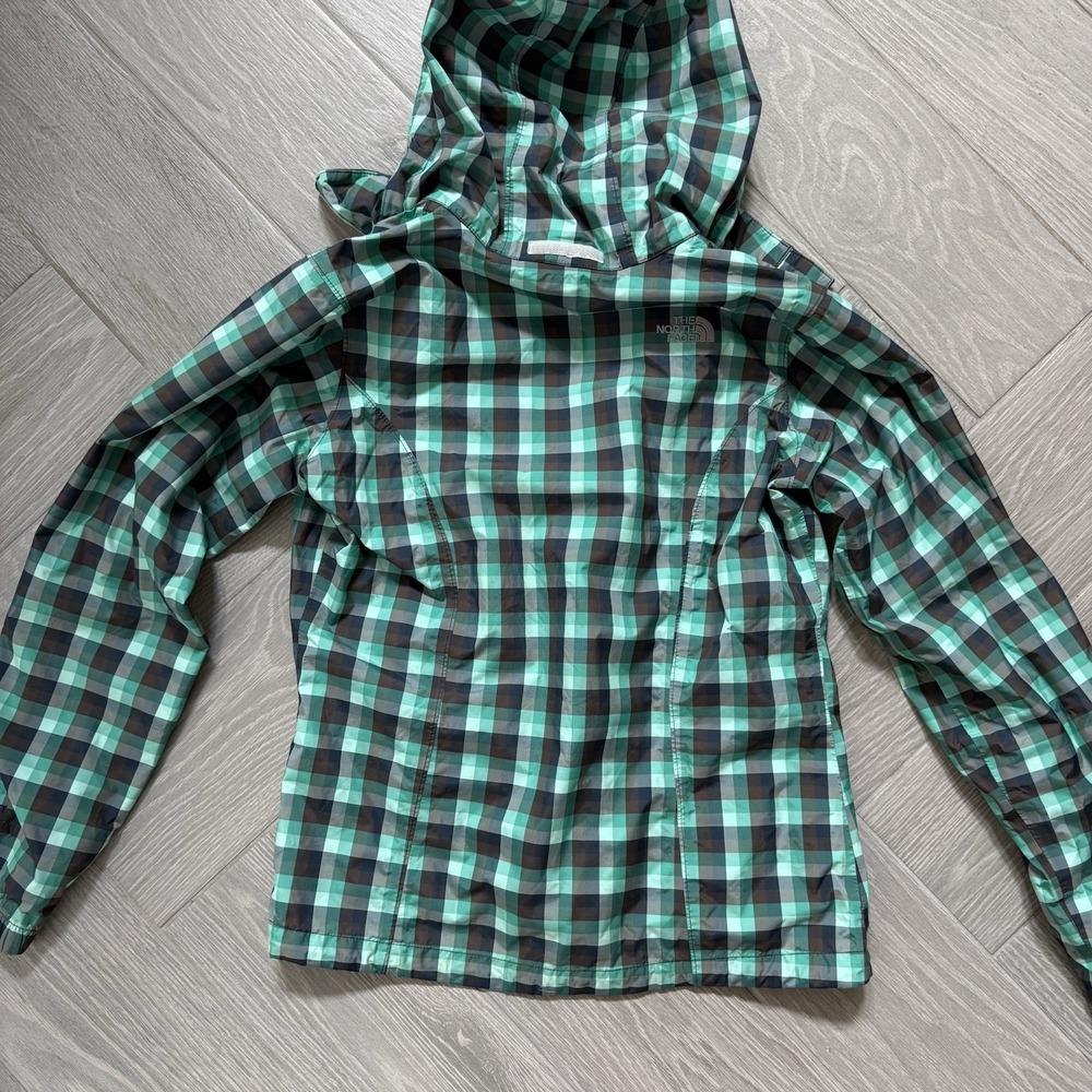 The North Face Women's HyVent Hooded Jacket Plaid Green Full Zip Small - Picture 11 of 12